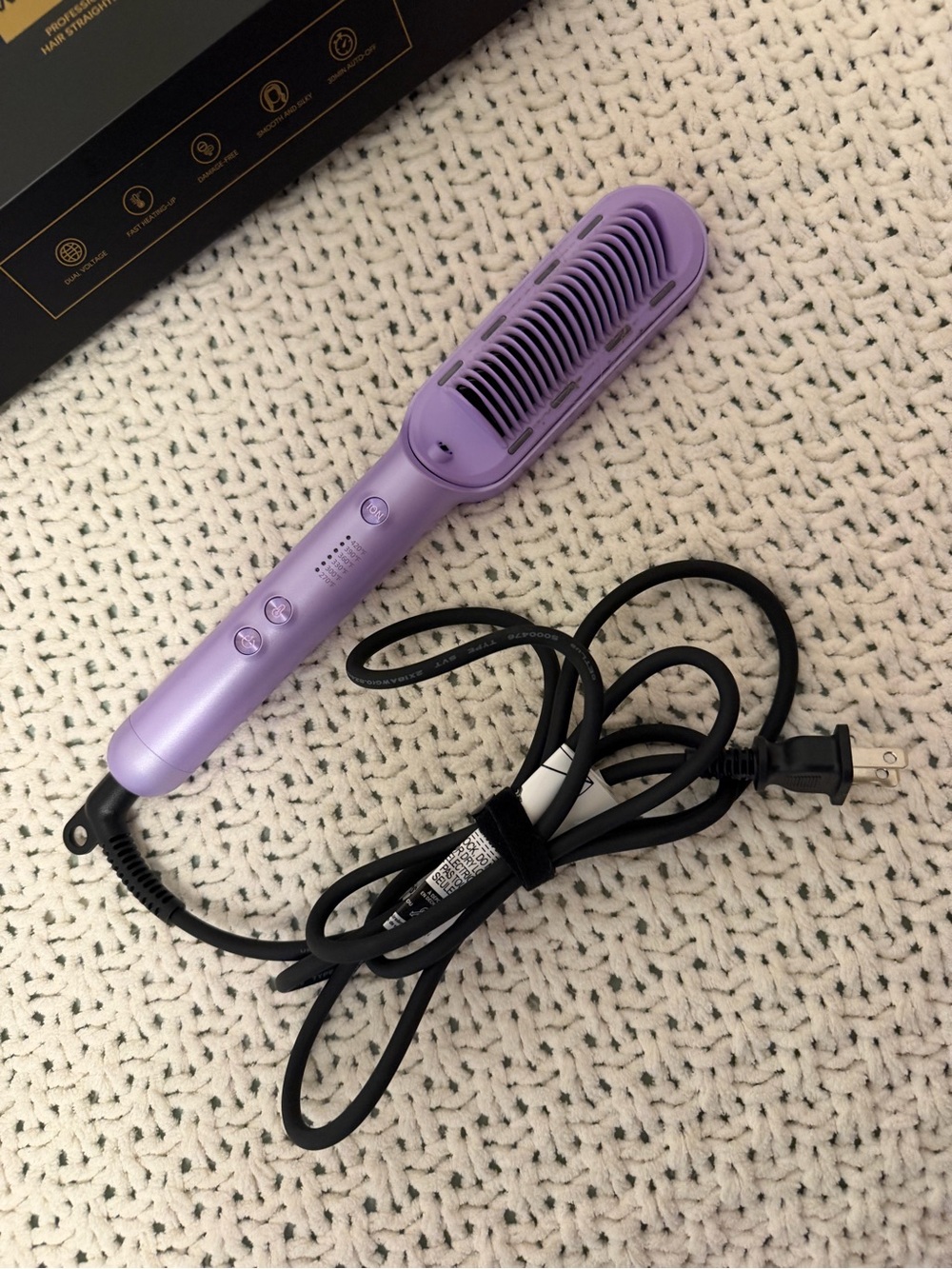 Purple Electric Hair Straightening Brush - Unbranded